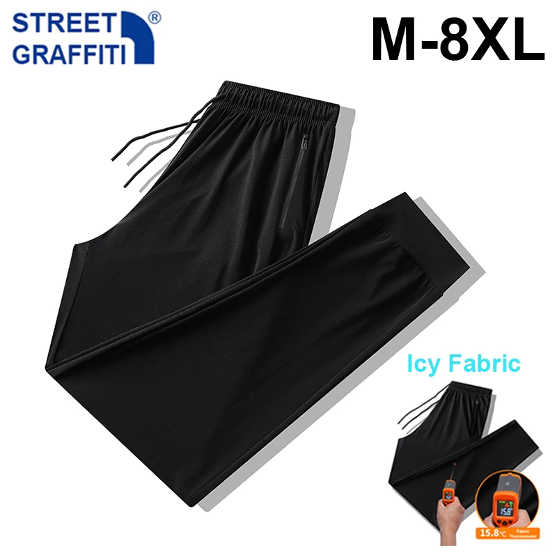 New Summer Men Pants Joggers Fitness Casual Quick Dry Sweatpants Pants Male Breathable Lightweight Tie Feet Elasticity Trousers