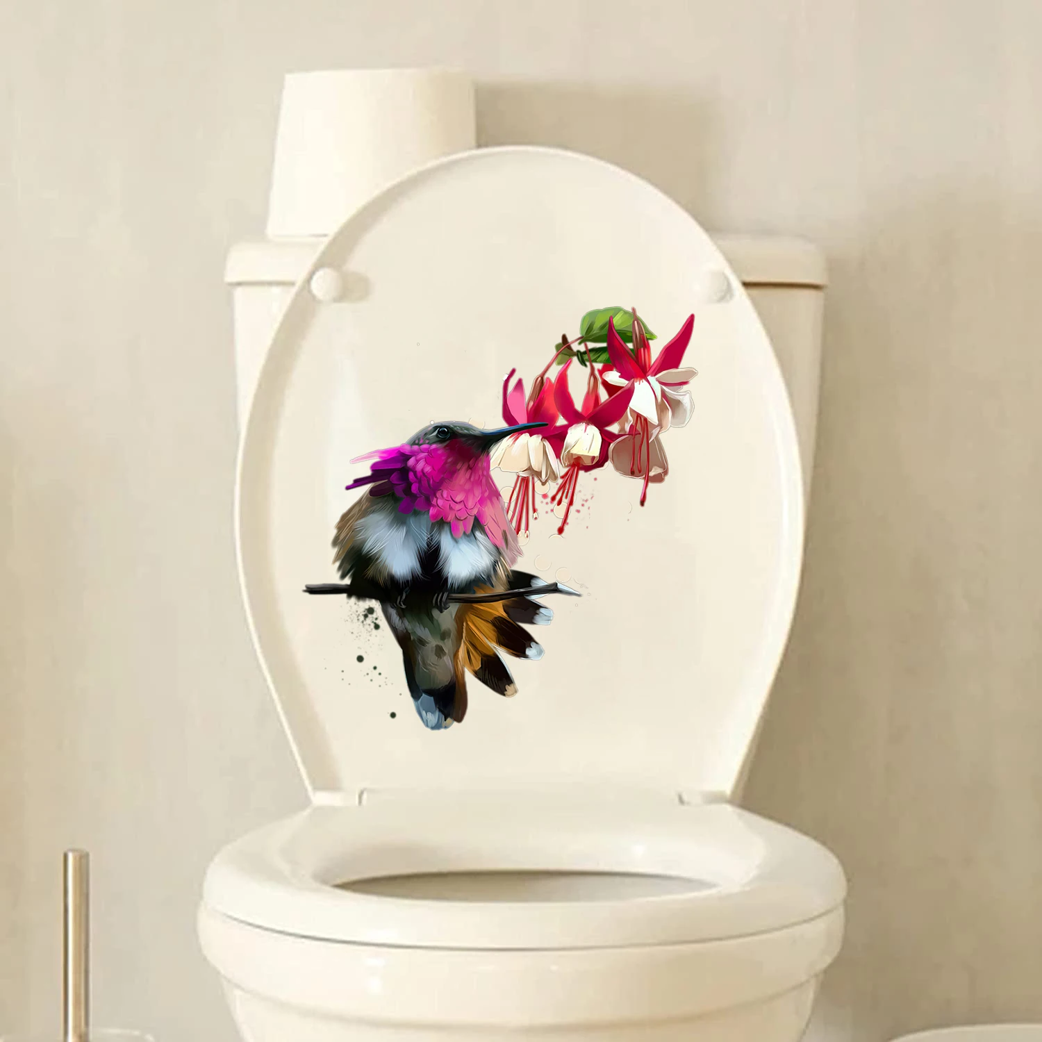 Three Ratels QCF146 Elegant flower and bird art wall sticker for home decoration toilet Decal