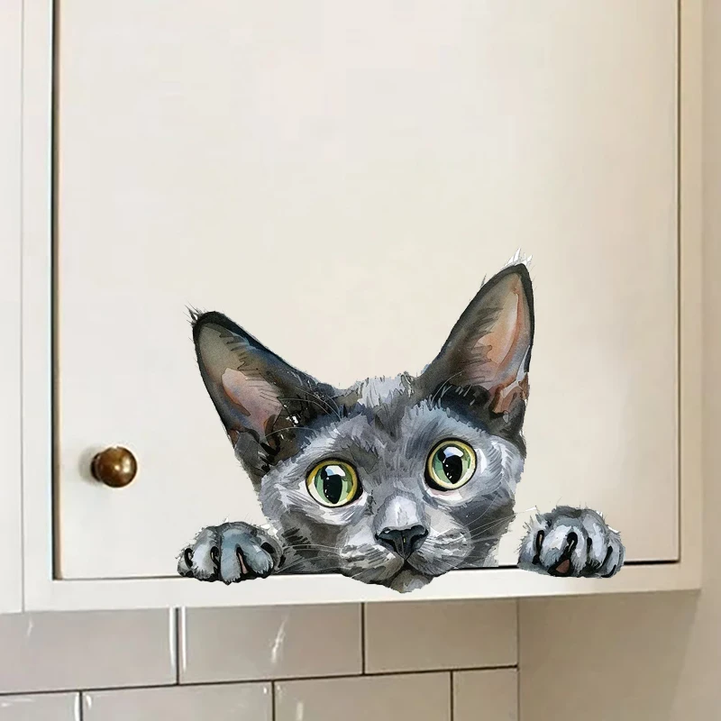 1pc Cute Peeking Cats Sticker, Water-proof Home Wall Decal, Used for Wall, Bathroom, Cabinet, Door,Toilet, Car, Laptop