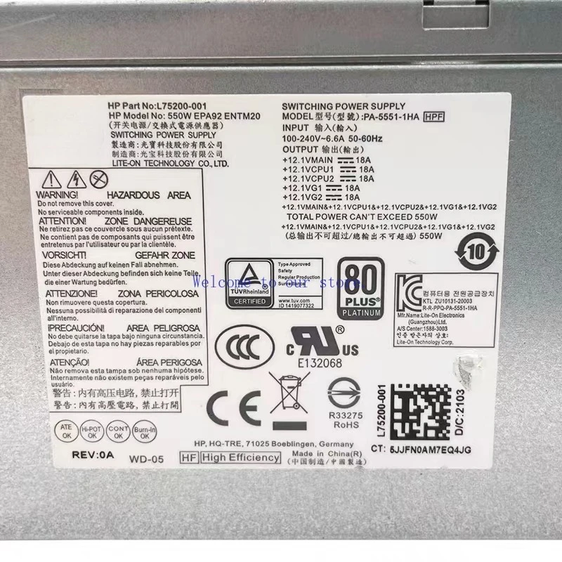 

For HP 550W Power Supply PCK026 PA-5551-1HB DPS-500AB-51A PA-5501-2HA