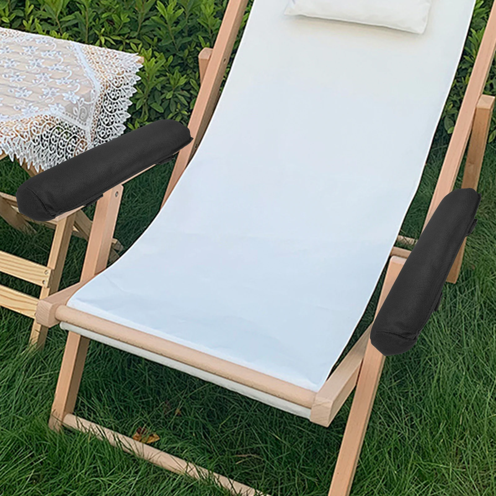 

2pcs Foldable Chair Accessories Soft Arm Rest Cushion for Outdoor Office Gaming Seat Adjustable Pad Portable Garden Recliner