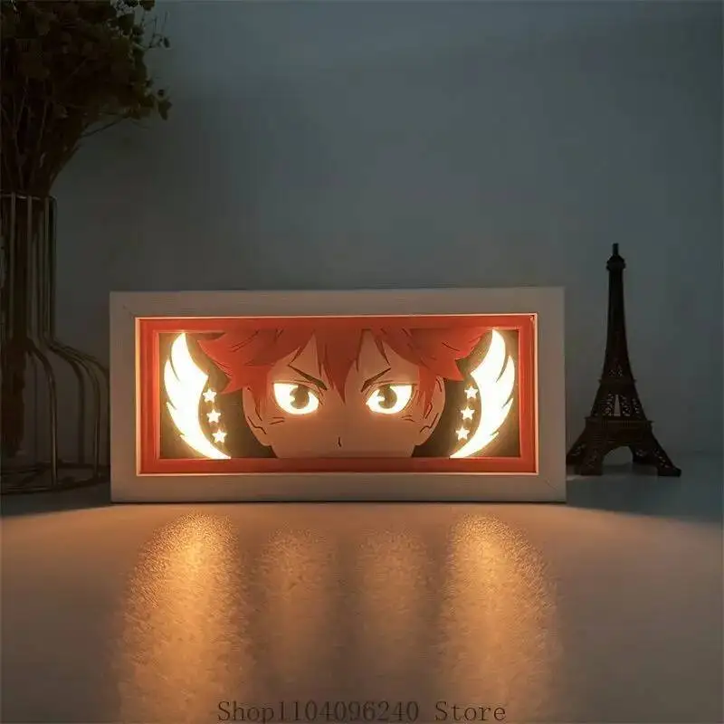 Anime GAME Haikyuu Kei Tsukishima Paper Cut Shadow Led Light Box per la decorazione della camera Lightbox Kid Compleanno Anime Lampada da tavolo Power