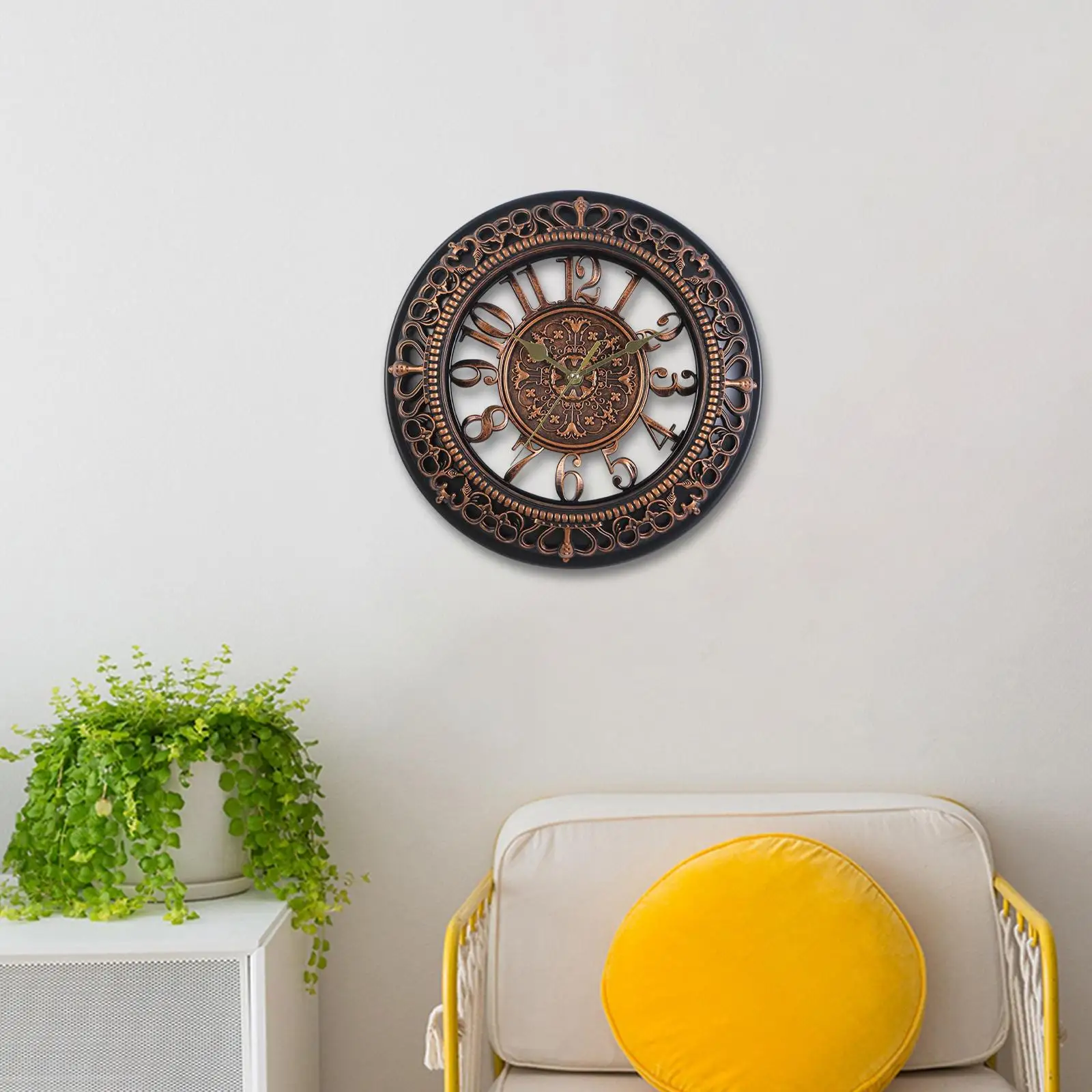 Creative Wall Clocks Silent Round Clock Hanging Battery Operated for Garden Office Bedroom School Decoration