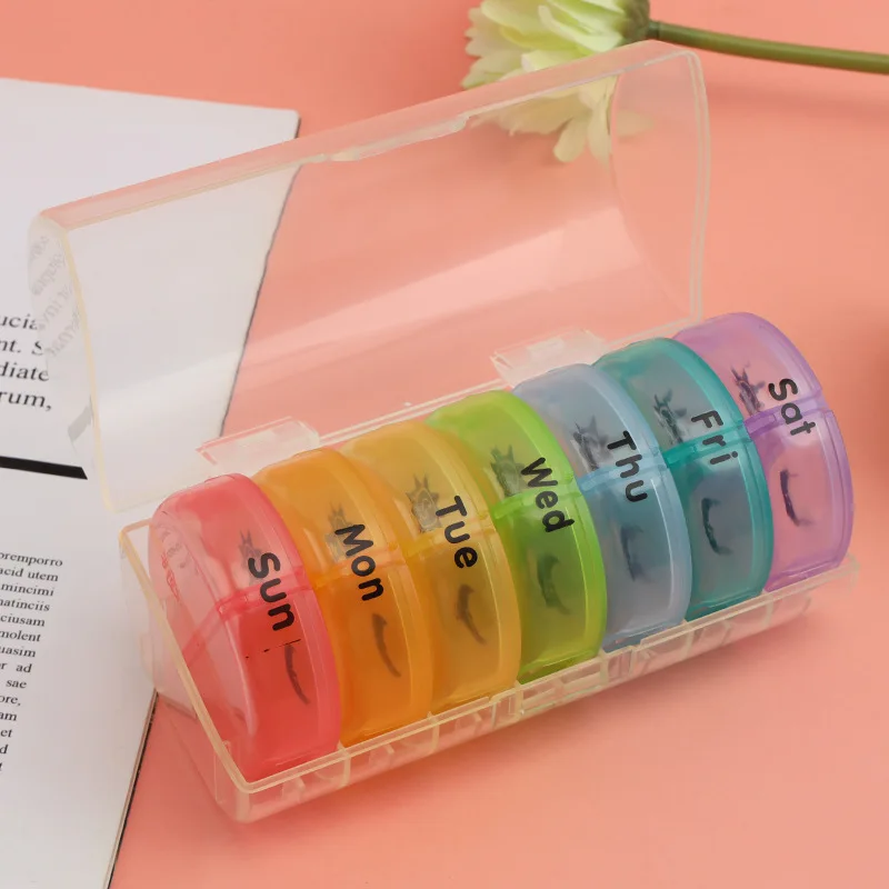 7 Days Daily Pill Box for Medicine French Holder Drug Case Weekly Pill Organizer Tablet Container Waterproof Secret Compartments