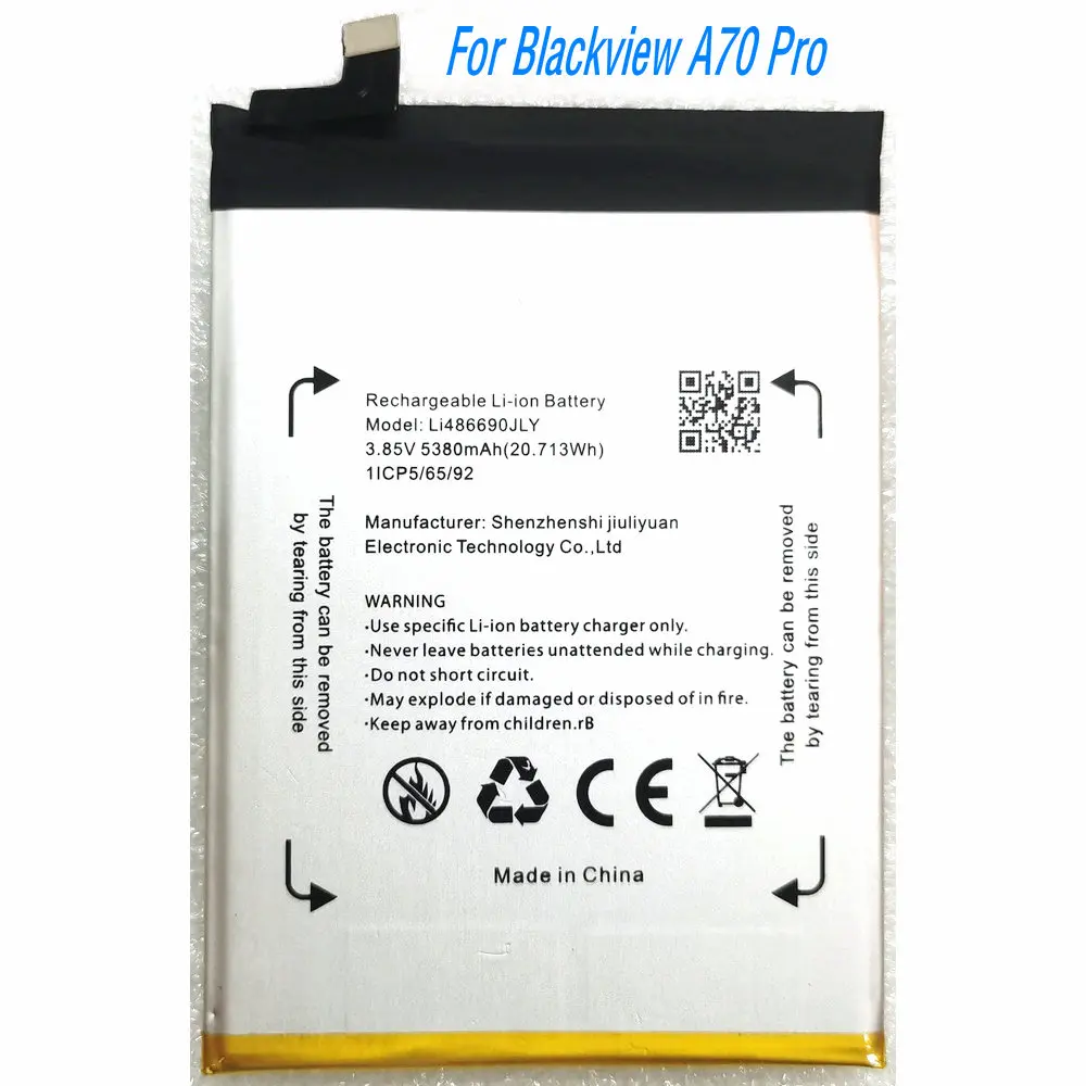 

3.85V 20.713Wh LI486690JLY High Capacity Battery for Blackview A70 Pro Mobile Phone 1ICP4/62/83