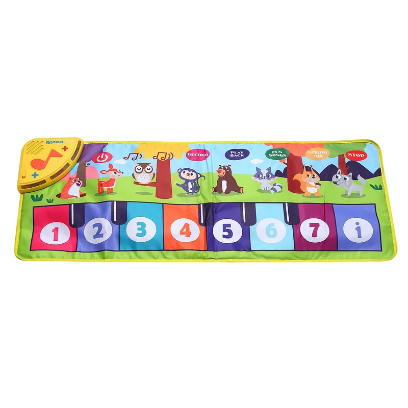 ABJA-Music Game Mat Musical Piano Mat For Kids Floor Keyboard Dance Mat With 8 Animal Sounds Baby Mat Study Educational Toys