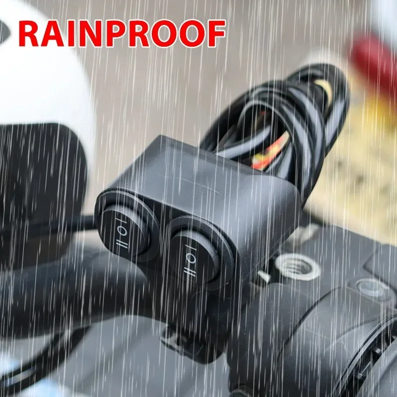 Motorcycle Handlebar 12V Headlight Switch Dual Button Control Waterproof 3-Wire Spotlight Switch Tricycle Headlight  Horn Switch image 2