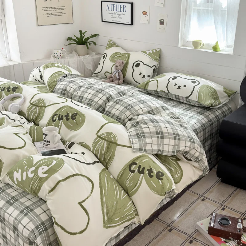 Small Dachshund Stars Printed Bedding Set Bear Pattern Duvet Cover Pillowcase Soft Bed Sheet Gift For Home 150x200cm/180x220cm