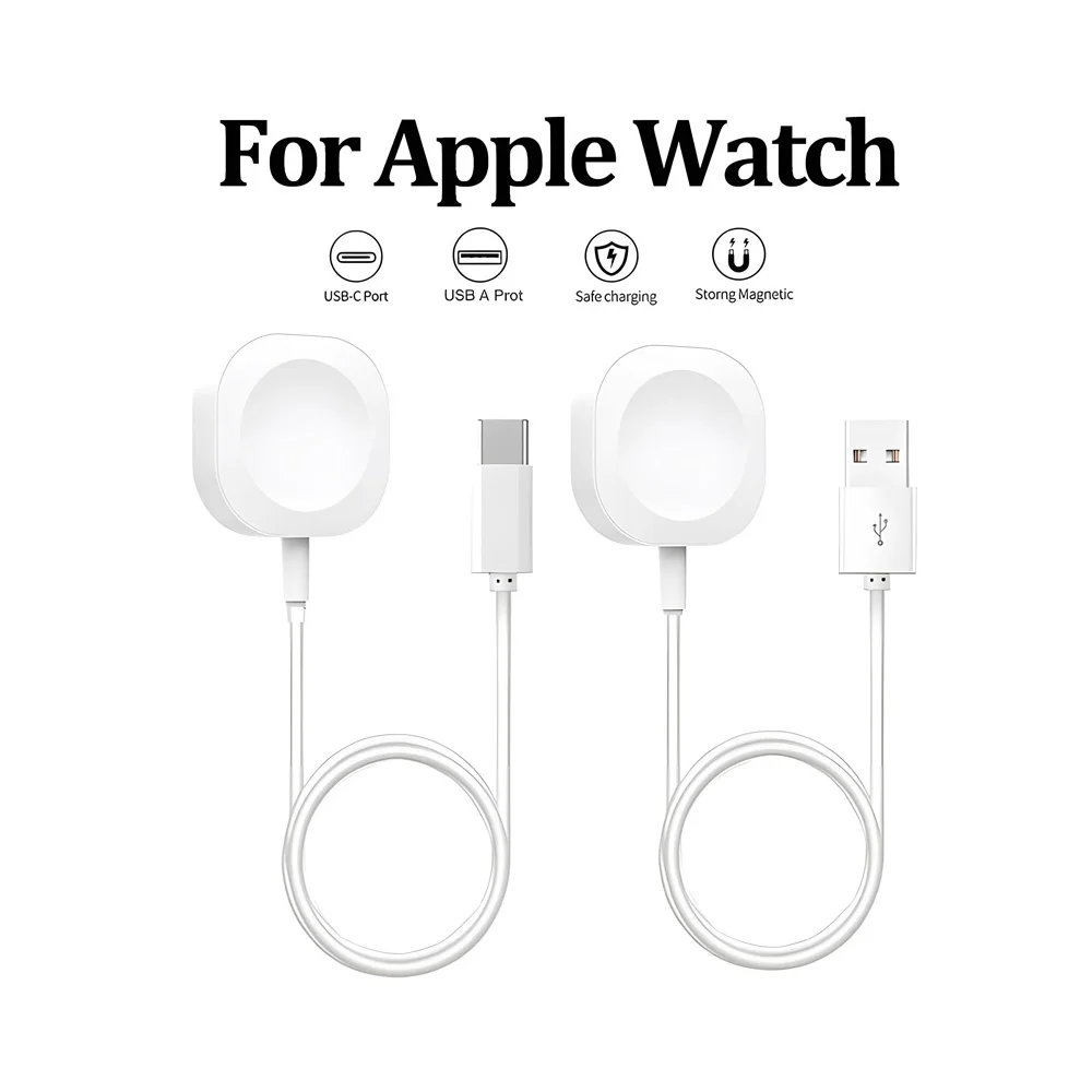 Cabo de carregamento tipo C para Apple Watch, Carregador rápido, Carregador USB A magnético ilimitado, Apple Watch Ultra Series 9 8 7 6 Se, iWatch