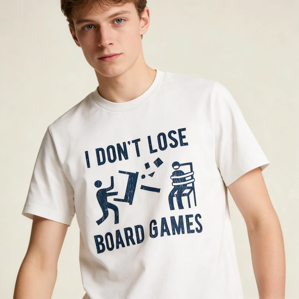 Ich verliere keine Brettspiele Lustiges T-Shirt im Retro-Stil Gamer-Geschenk-Shirt für Männer Frauen Unisex Alltag Lässig Baumwolle Kurzarm