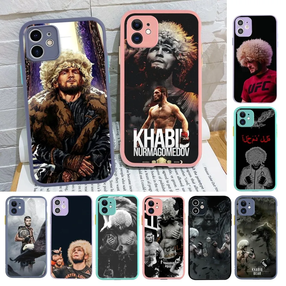 UFC K-Khabib Cool N-Nurmagomedov Phone Case for iPhone 14 11 12 13 Mini Pro Max 8 7 Plus X XR XS MAX Translucent Matte Cover