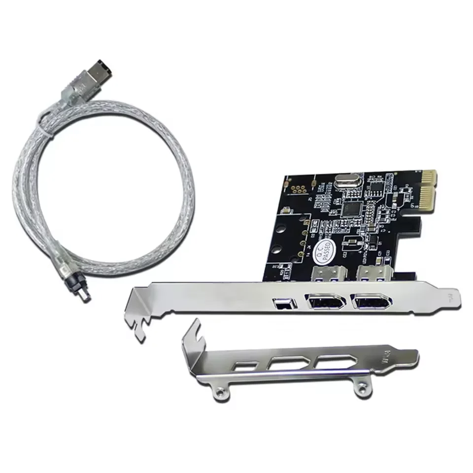 PCI-E 1X إلى 16X 1394 DV بطاقة التقاط الفيديو PCIe 1X IEEE 1394A 4 Port(3 + 1) محول سلك النار مع 6 دبوس إلى 4 Pin IEEE 1394 كابل