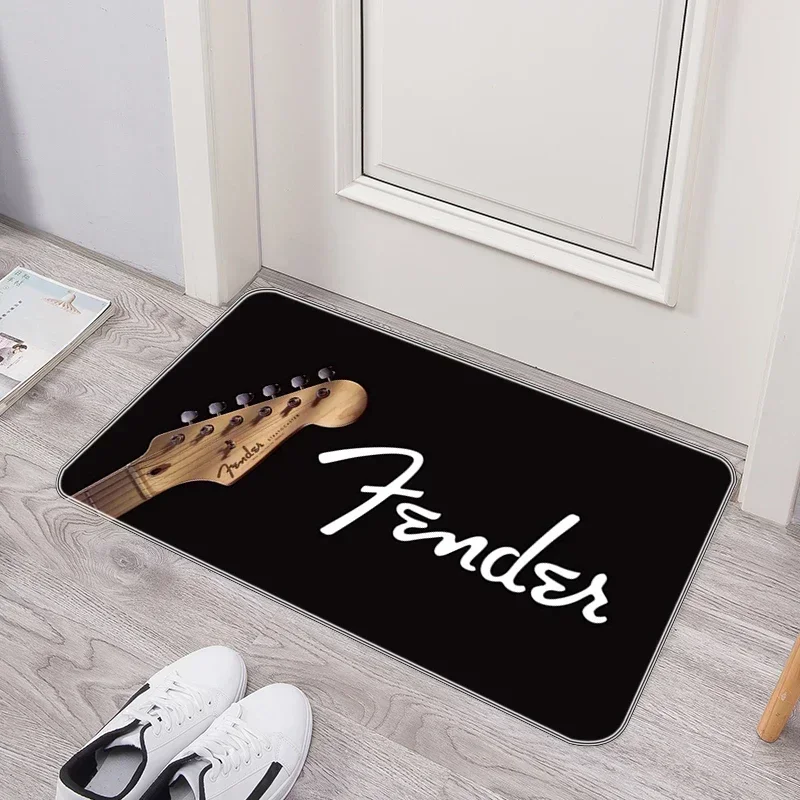 Entrance Doormat Fender Guitar Logo Door Carpet Washable Non-slip Rug Absorbent Mat Brands Bedroom Bathroom Rugs House Room Mats