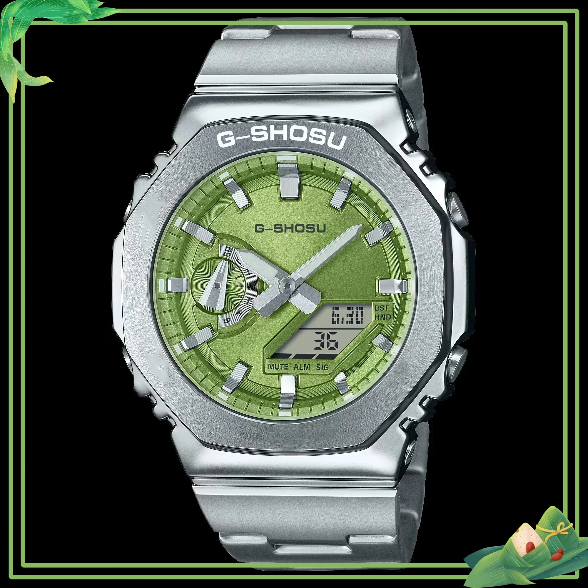 

Цифровые часы унисекс, ремешок из легированной стали, мировое время, светодиодный двойной дисплей, полнофункциональная серия GMB