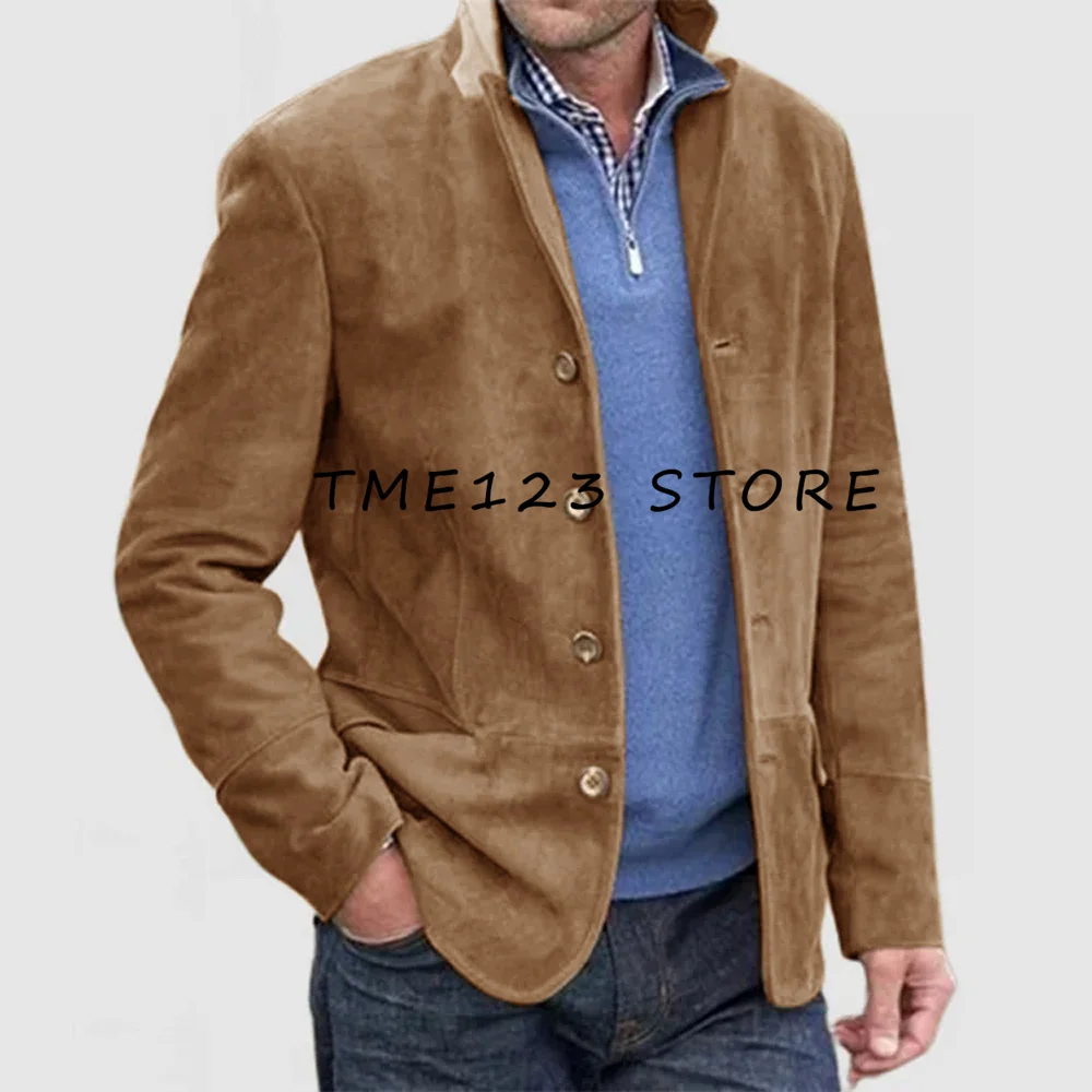 Elegant Man Suit Jackets for Mens High Quality Men's Suede Single Breasted Casual Business Street Simple Style Men's Frock Coat