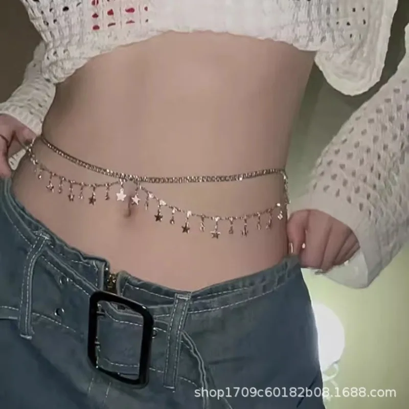 Handmade Star Pendant Waist Chain - Sexy Layered Fringe Body Jewelry for Bikini Beach Women's Y2K Fashion Boho Accessory