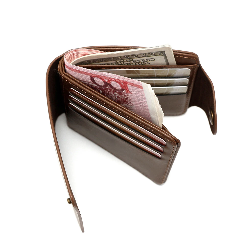 خمر هنتر براون المحفظة الفردية ركوب الخيل كاوبوي محفظة جلدية الرجال بطاقة الائتمان حقيبة موضة محفظة نسائية للعملات المعدنية السوداء