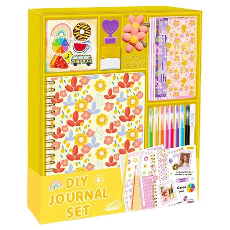 Journal Kit For Girls Scrapbook Journal Kit Diary Floral Fun Desirable Stationery Supplies With Sticker Craft Set For Kids &