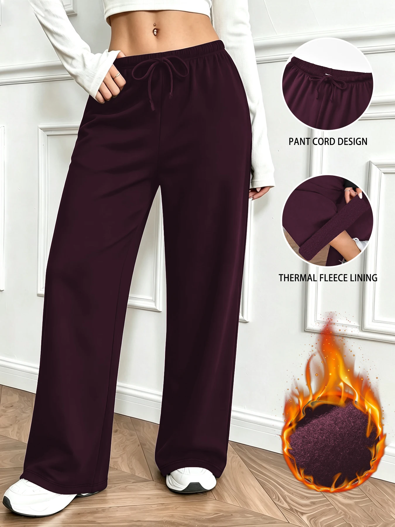 Wide Leg Pants for Women With Drawstring, Super Soft Casual Straight Leg Pants for Daily Wear