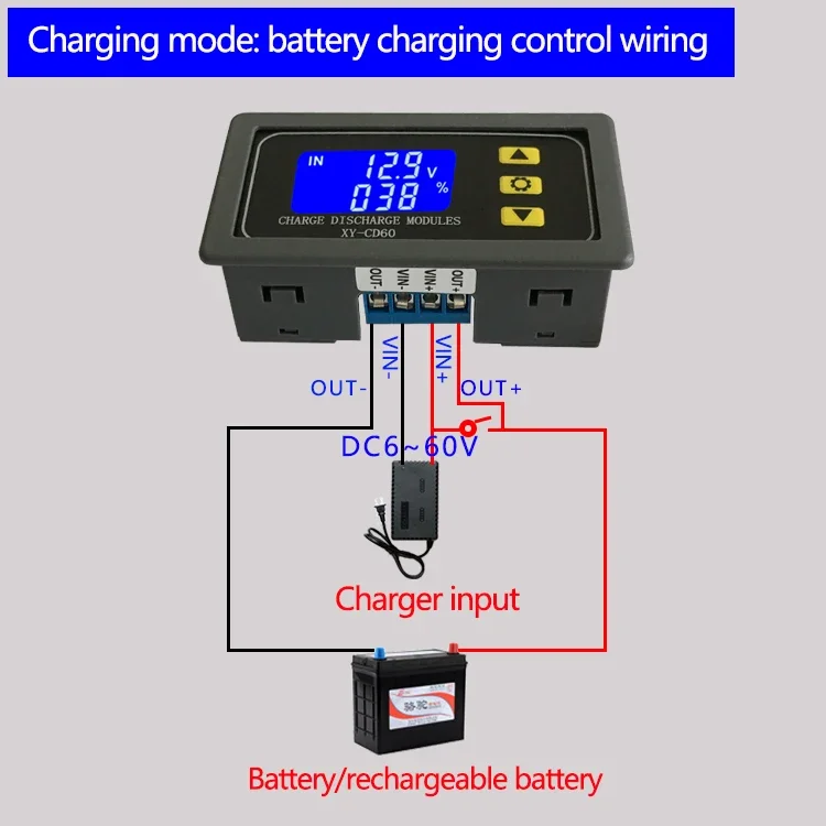 XY-CD60 Solar Battery Charger Controller Module DC6-60V Charging Discharge Control Low Voltage Current Protection Board Module