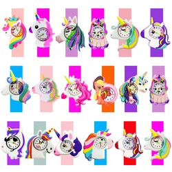 Bellissimo orologio giocattolo unicorno bracciale per bambini asilo regali per feste per bambini 3D Rainbow Horse Kids orologi elettronici digitali