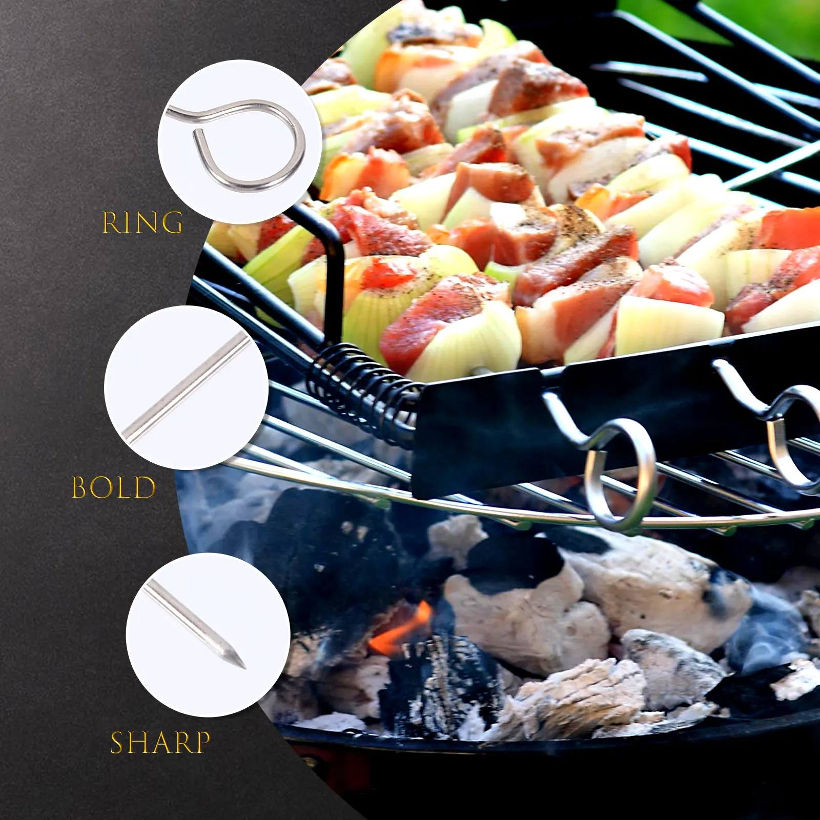 

30Pcs Durable Stainless Steel Barbecue Skewers Rustless Grill Sticks for Home Bbq Camping Practical Bbq Supplies