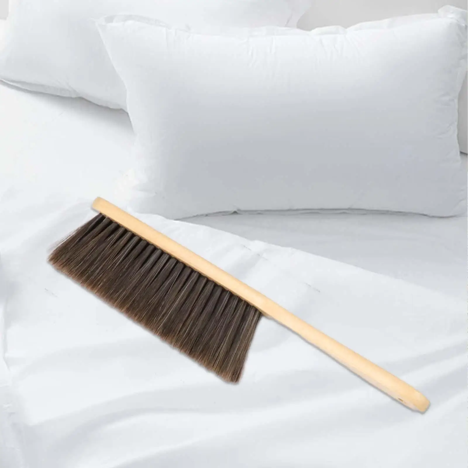 Bed Brush Multifunction Household Bench Brush Wooden Handle Brush Dust Brush Gray