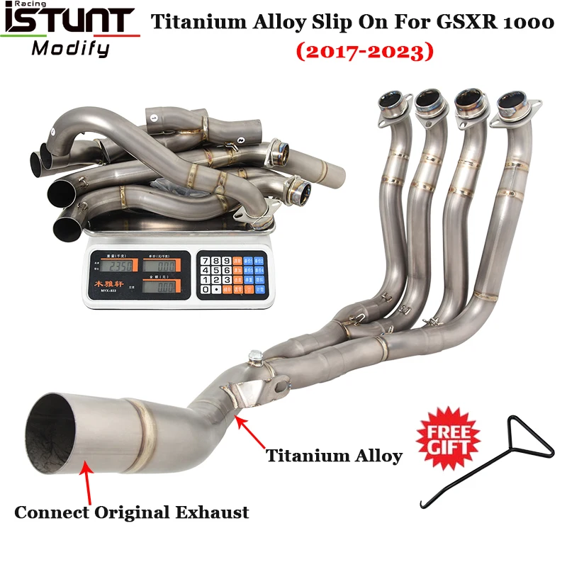 

Motorcycle Exhaust Escape System For SUZUKI GSXR1000 GSXR 1000 2017-2023 Titanium Alloy Front Link Pipe Slip On Original Muffler