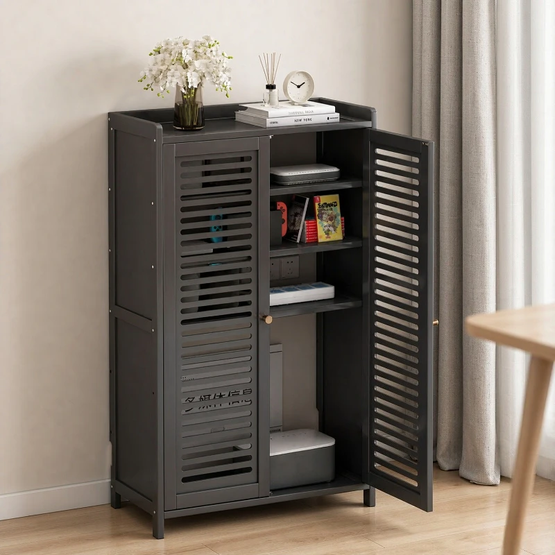 Boîte de rangement pour outils de défonceuse en bois massif, organisateur anti-poussière pour équipements multimédias, modems WiFi et appareils électroniques domestiques, à placer sur une étagère de rangement.