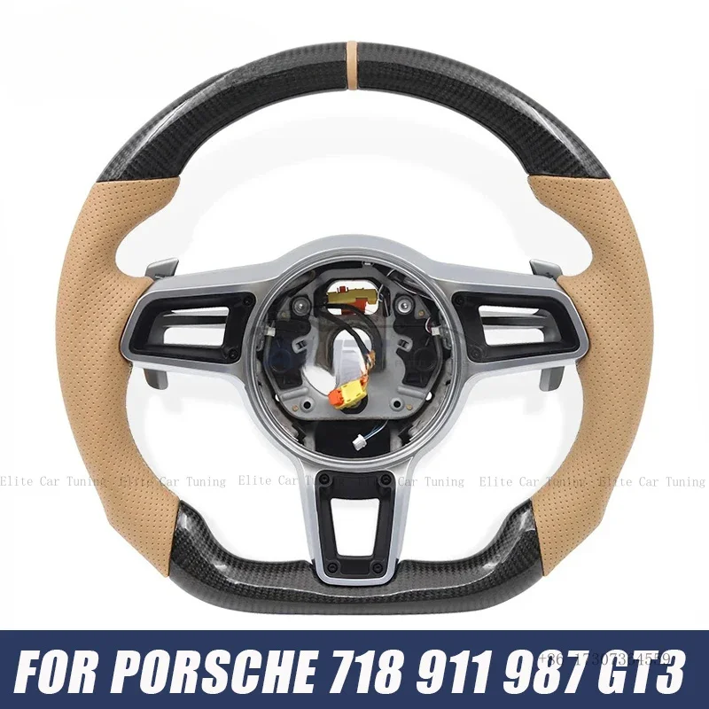 Car Carbon Fibre Sports Steering Wheel Fit for Porsche Cayenne Panamera Boxste Macan 718 991 997 970 981 987 GT3 Car Accessories