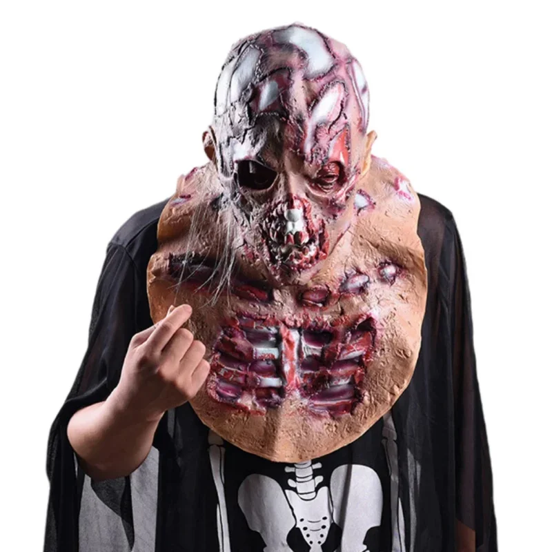 Cosl120 Scary Walking Dead Zombie-Maske, Latex, gruseliges Halloween-Kostüm, Horror, blutige Halloween-Requisiten für Erwachsene, Dekoration