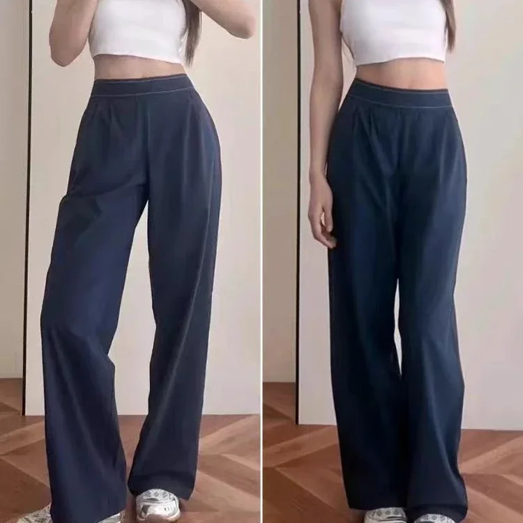 

Fashion High Waist Quick Drying Pants Loose Casual Breathable Sports Pants Women Summer Black Versatile Straight Wide Leg Pants