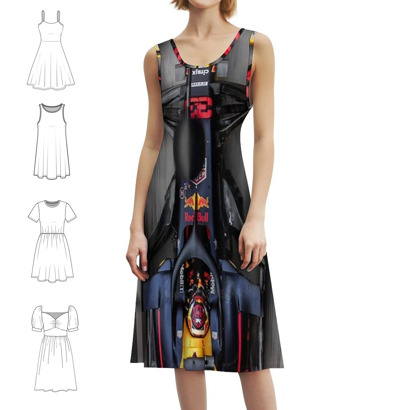 فستان بوهيمي بدون أكمام للنساء مطبوع عليه فساتين حفلات الشاطئ ورق جدران توضيحي فستان نسائي