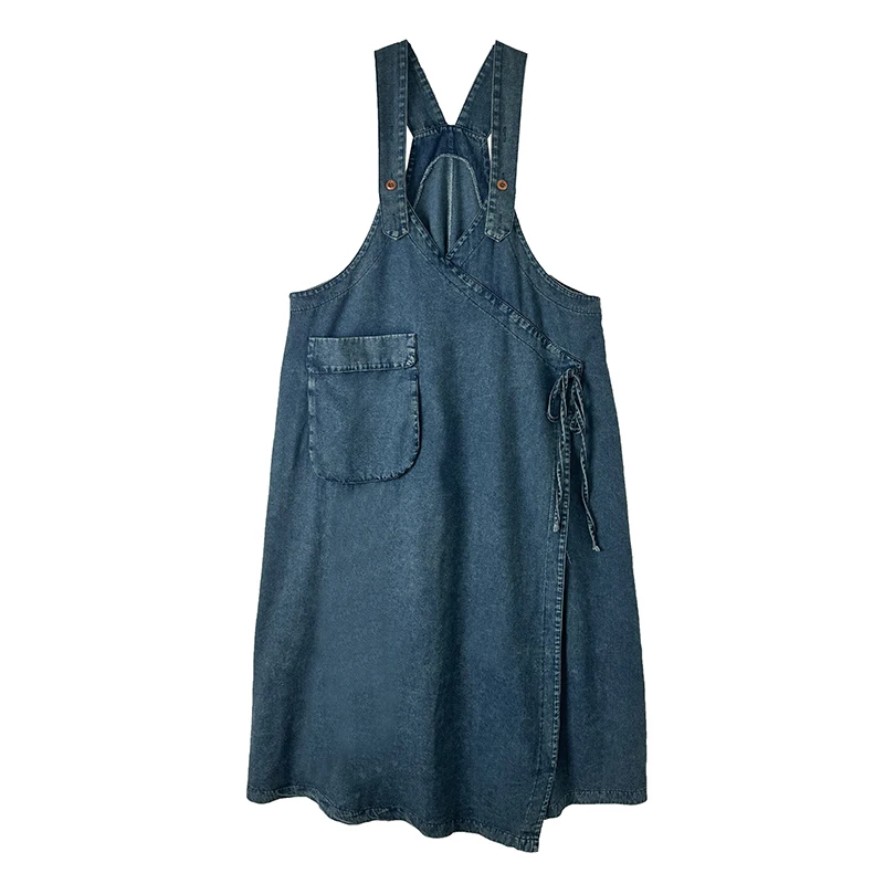 NYFS خمر حجم كبير فستان بحزام الدنيم بلون فضفاض حبال فستان طويل رداء Elbise موضة ربيع الخريف فستان المرأة #6