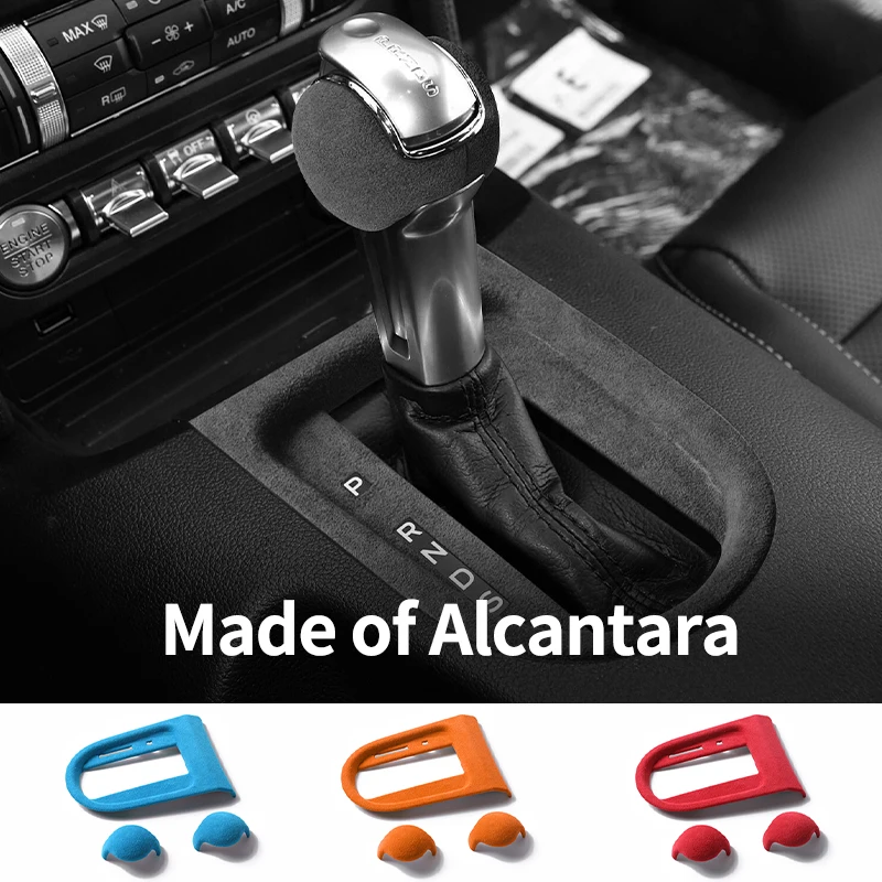Made of Alcantara For Ford Mustang (2015-2022)  Center Control Gear Shift Panel and Change Lever Cover Auto Interior Accessories