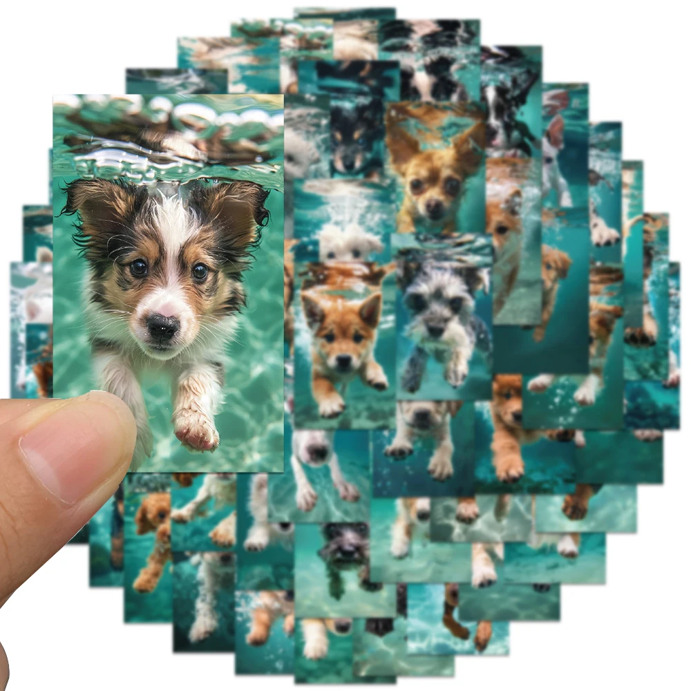 50pcs Funny Cute Animals Aesthetic Swimning Dogs Stickers Decals For Laptop Water Bottle Luggage Notebook Waterproof Graffiti