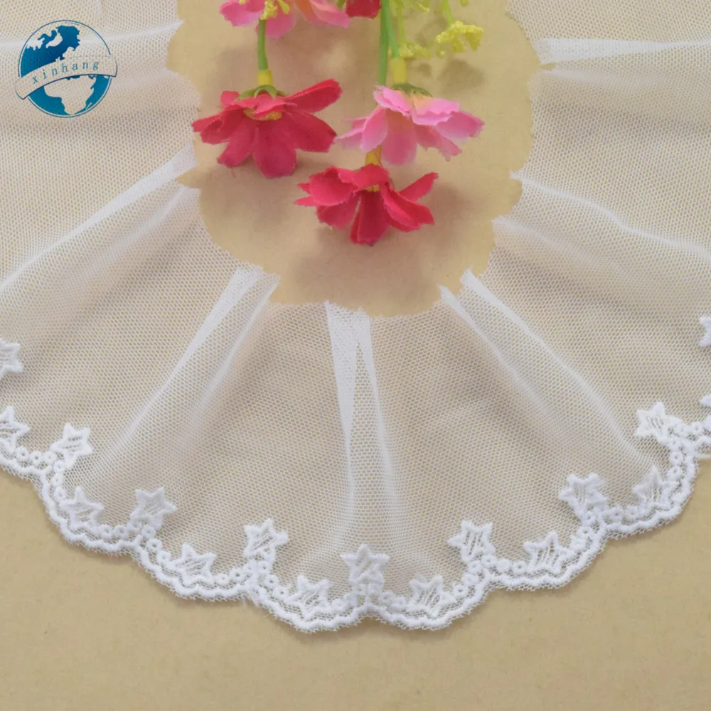 5.5cm White Cotton Embroided Lace Ribbon Guipure Trim Fabric DIY Wedding Accessories Supplies African Dolls Lace Applique #3542