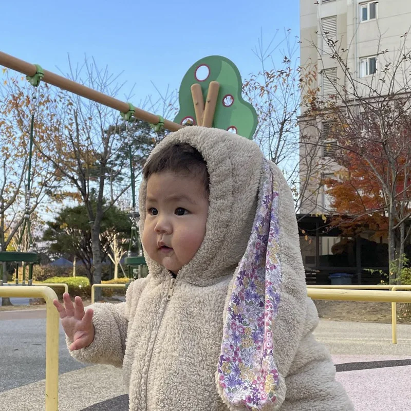 2022 baby winter baby rabbit ears Plush one-piece suit kids clothing boys summer clothes baby girl outfit
