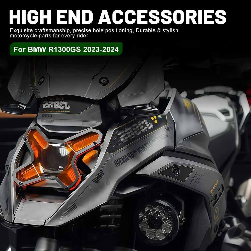 

Premium Durable Scratch-Resistant Front Headlight Grill Shield For BMW R1300GS Dual-Color Lens Snap-On Protective Shield