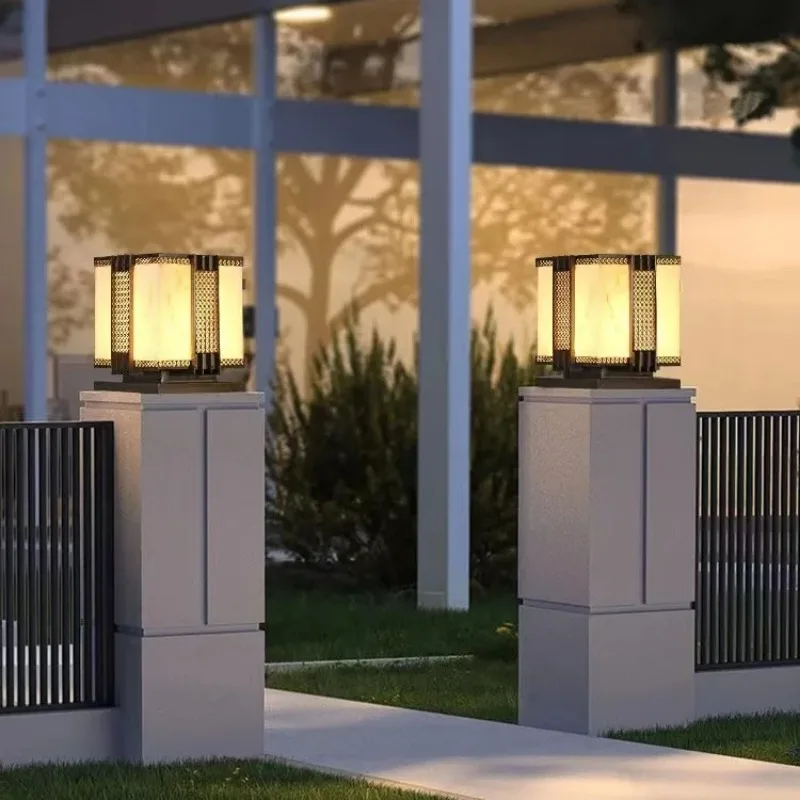 في الهواء الطلق LED أضواء الحديقة AC85-265V IP65 مقاوم للماء Lmitated الرخام الشارع مصباح لعمود الفصل سياج الباب آخر مسار الإضاءة