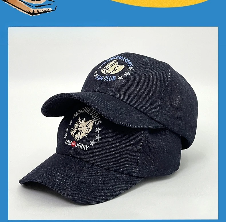 Cartoon Tom New and Jerry Summer American Cowboy Baseball Cap Peaked Cap with Round Crown Embroidered Gifts view 4