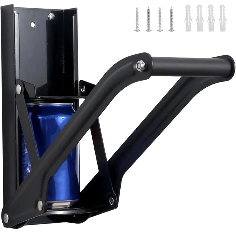 Multi-use Gear Can Crusher,with Ergonomic Handle and Bottle Opener, Mounted Can Crusher for Recycling in Home and Garage, Fits 1