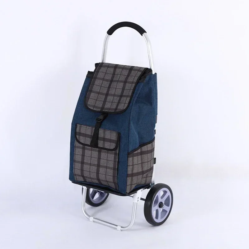 New Portable Outdoor Food Grocery Heavy Small Trolley Cart for Elderly Aluminum Climbing Folding Shopping Cart with Storage Bag