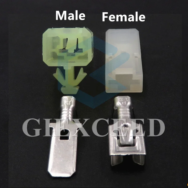 2 Sets 1 Pin 6.3 Series AC Assembly Automobile Wiring Harness Plastic Housing Unsealed ConnectorAuto Large Current Wire Socket