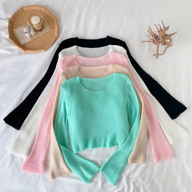 ITOOLIN Autumn Knit Sweater Women Knitwear Jumper Mulheres Pullover Female Pink Sweater Tops Sweater Women Clothes 2021