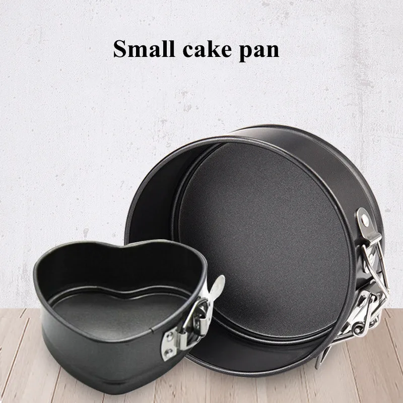 1PC 4 Inch Cake Pans Baking Carbon Steeel Non-stick Baking Tray Round Heart Cheesecake Pans with Bottom Cheesecakes Pizza