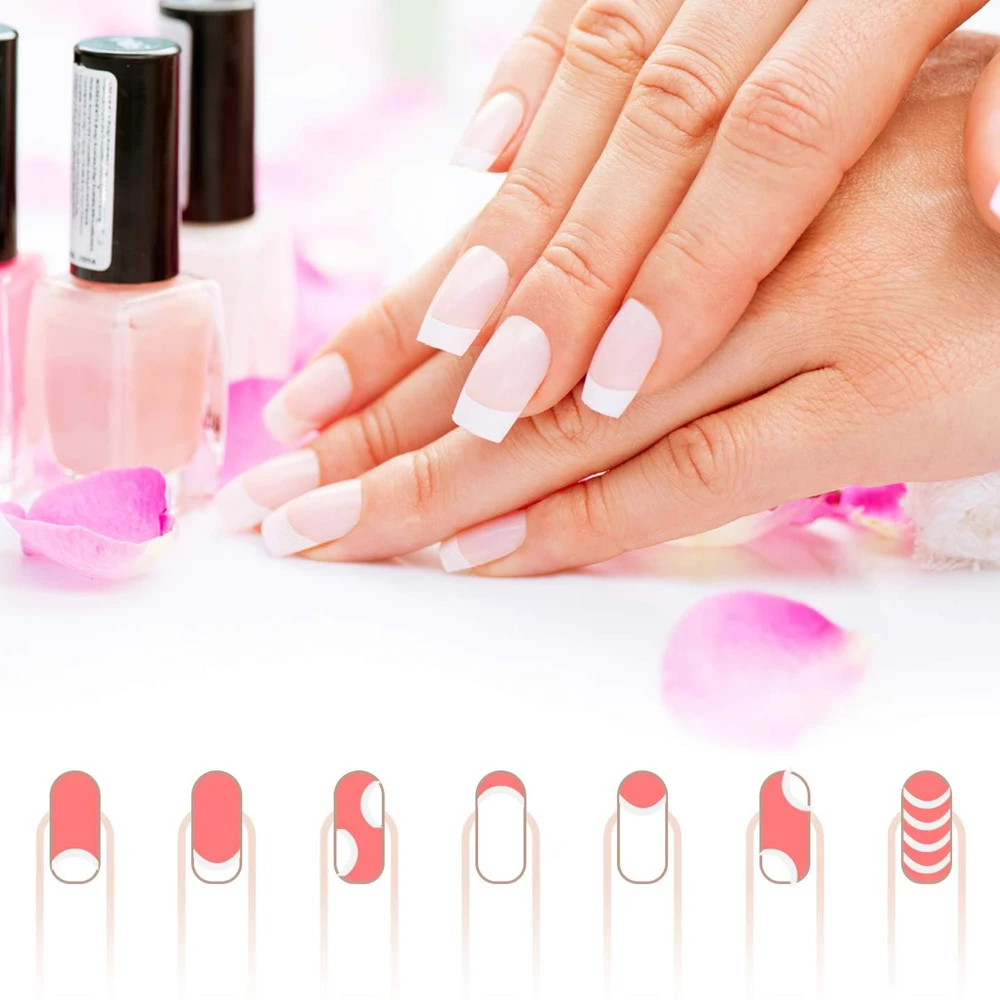 5/10/15 fogli Nail Sticker Stencil Tips guida French Manicure Nail Art decalcomanie forma frangia fai da te Sencil 3D Styling strumenti di bellezza