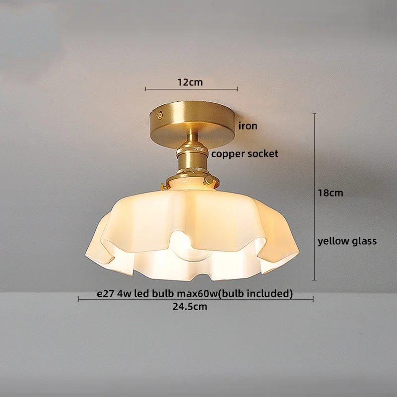 IWHD Cream Decoration LED Ceiling Lamp Flower Glass Porch Corridor Hallway Living Room Modern Ceiling Lights Indoor Lighting