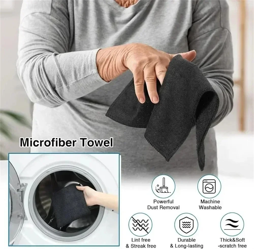 أسود متناهية الصغر الألياف الملابس المنزلية خرقة سيارة نظيفة البوليستر القطن التجفيف السريع منفضة منشفة المطبخ طبق القماش تجوب الوسادة #5