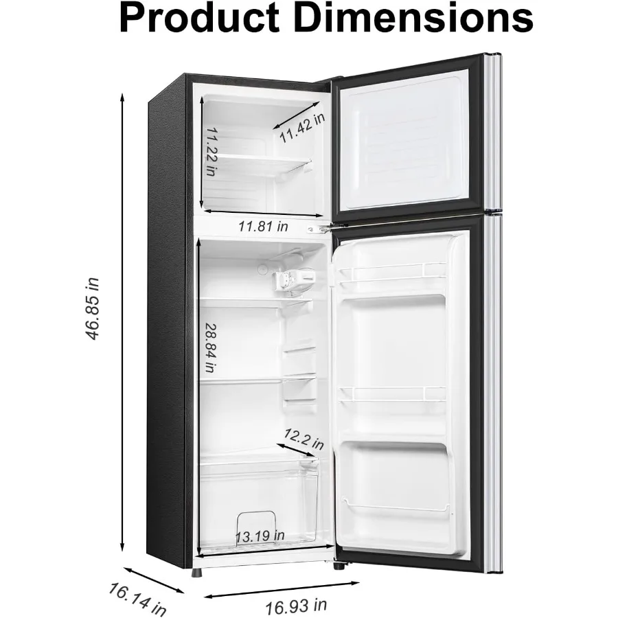 ثلاجة صغيرة 4.0 قدم مكعب مع فريزر علوي للاستخدام المكتبي للشقة: ثلاجة صغيرة مدمجة مع بابين ومجموعة درجات حرارة 7 #6